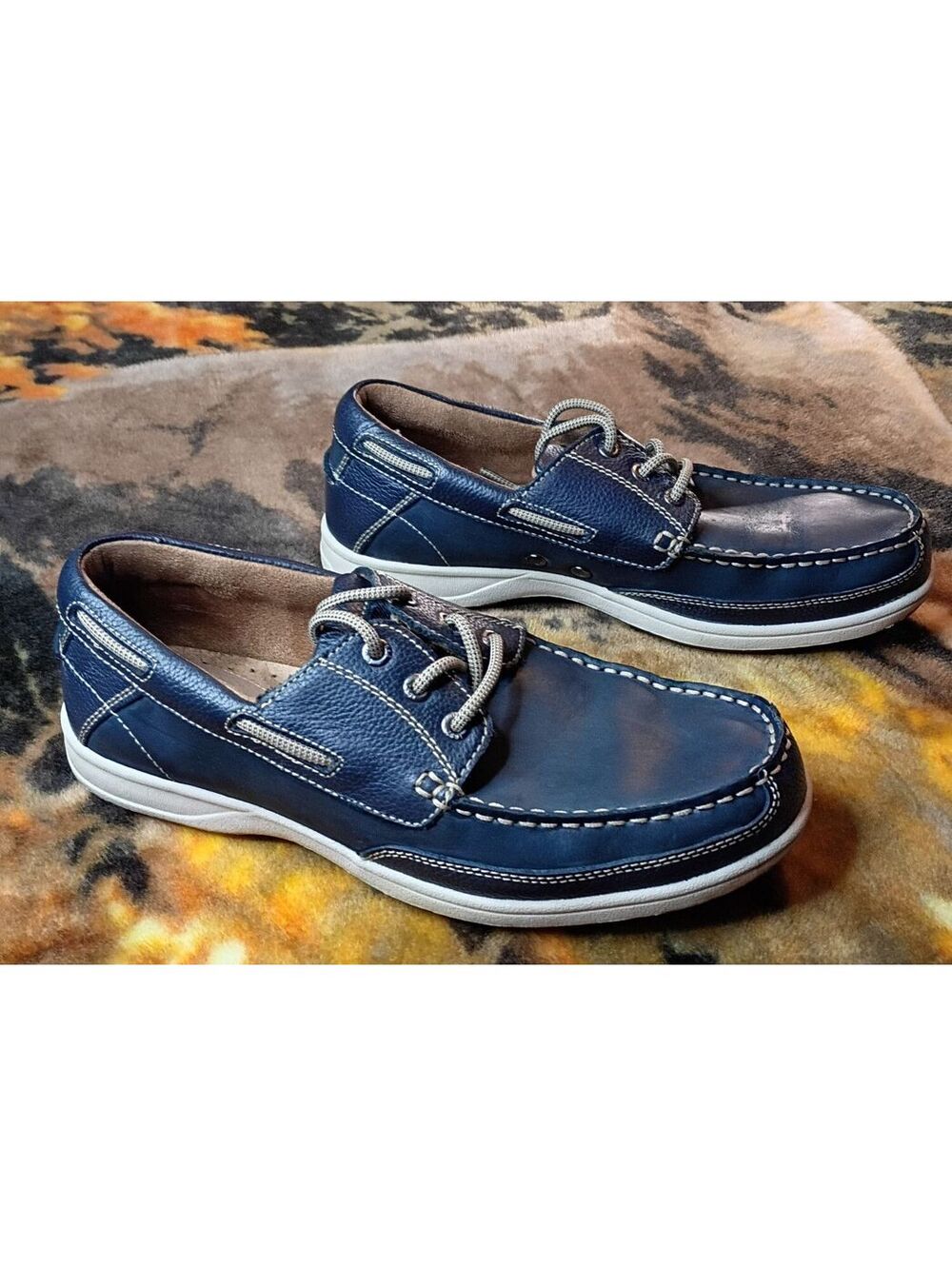 Florsheim Men's Navy Blue Leather Boat Shoes Size 8.5